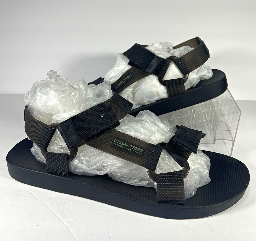 Ozark Trail Men’s Black Adjustable Hook & Loop Strap Sandals – Size 13 (EU 47)